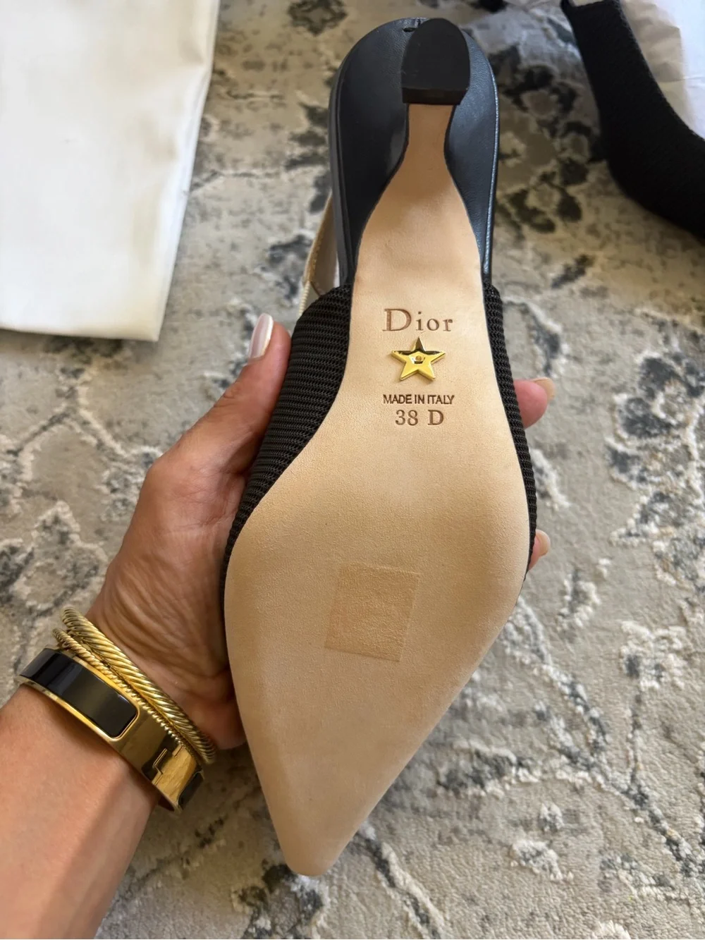 Dior Black Pointed J'Adior Slingback Kitten Heels